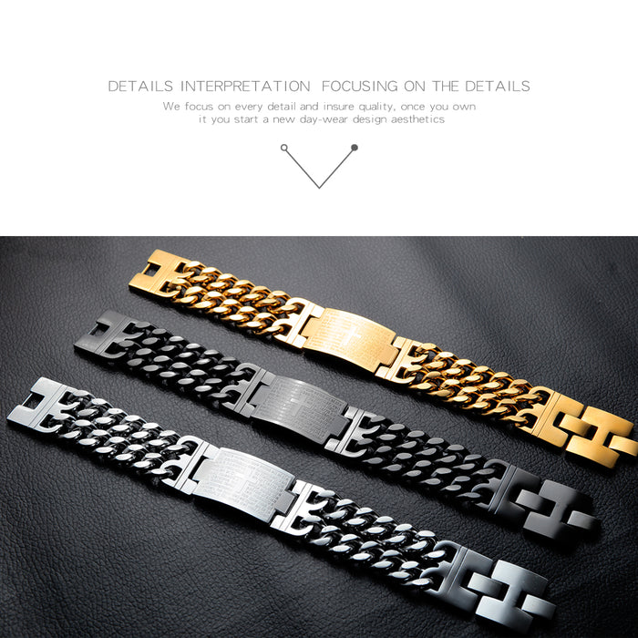 Classic men's Spanish cross titanium steel bracelet