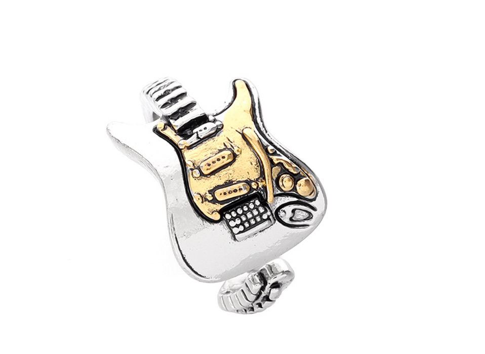 Hot selling men's ring electric guitar rock punk style niche design hip-hop adjustable index finger ring