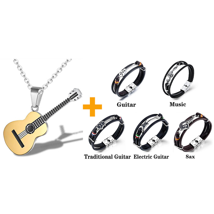 Guitar Necklace with Hip Hop Music Style