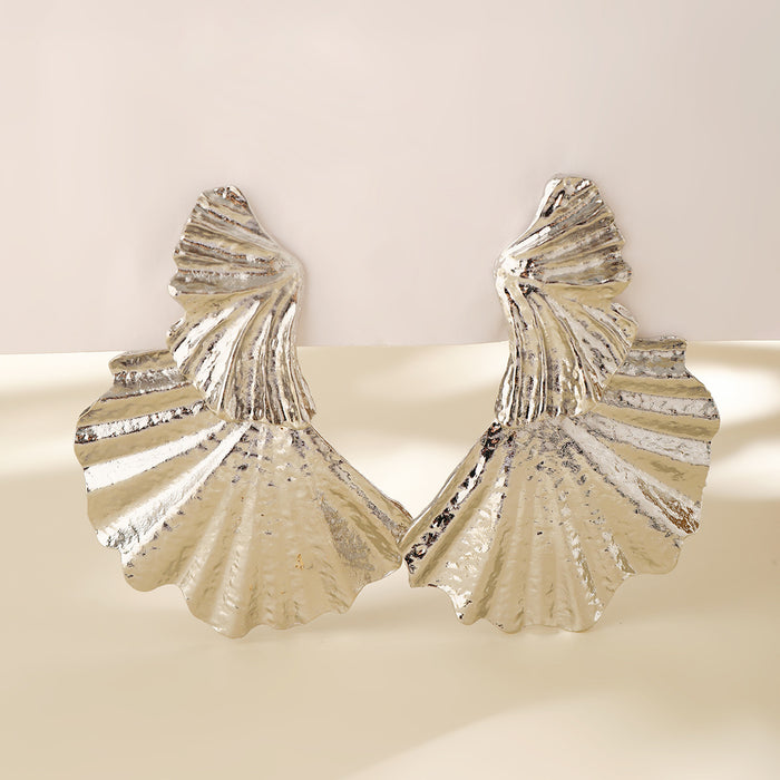 Punk Metal Style Ginkgo Leaf Earrings Women's Trendy Simple Leaf Earrings