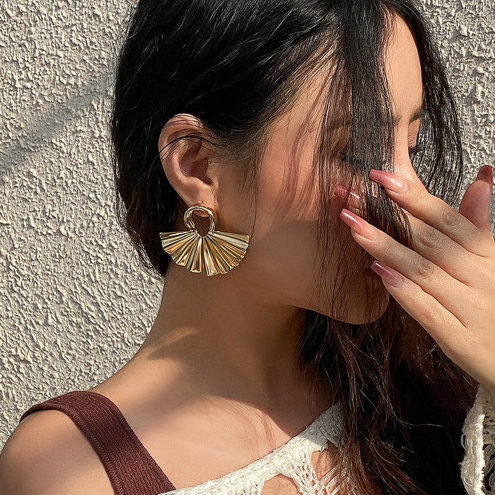 Punk Metal Style Ginkgo Leaf Earrings Women's Trendy Simple Leaf Earrings