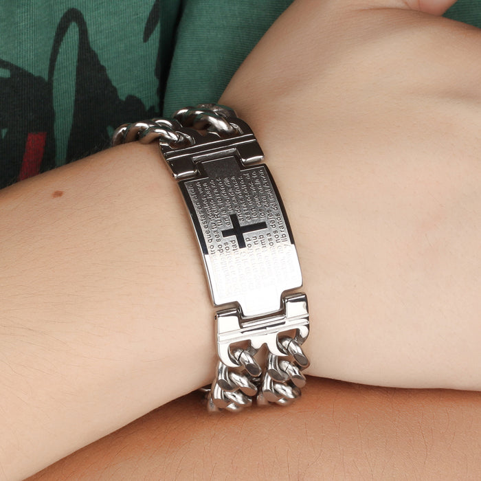 Classic men's Spanish cross titanium steel bracelet