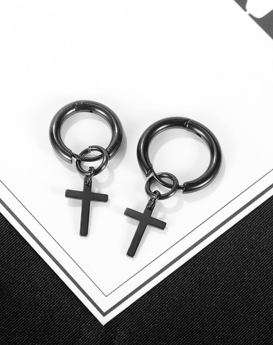 New simple and personalized men's cross earrings