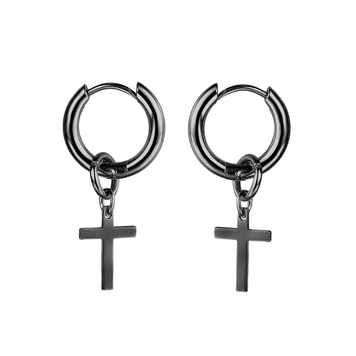 New simple and personalized men's cross earrings