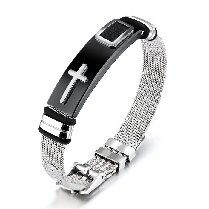 Titanium steel mesh bracelet bracelet cross men's wrist strap adjustable