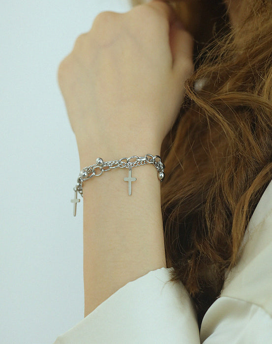 The new double-layer titanium steel cross bracelet is the best choice for trendy and fashionable gifts.