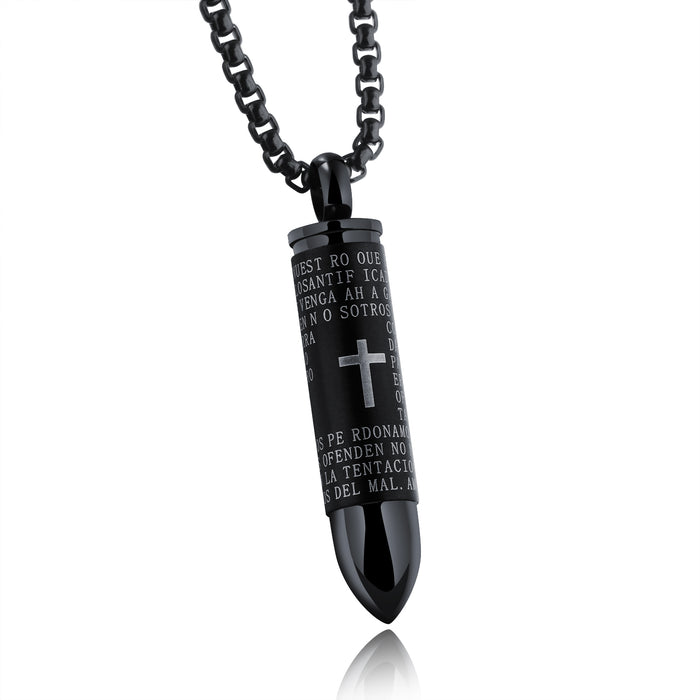 Hot selling stainless steel men's pendant can be unscrewed to hold note cross necklace titanium steel jewelry
