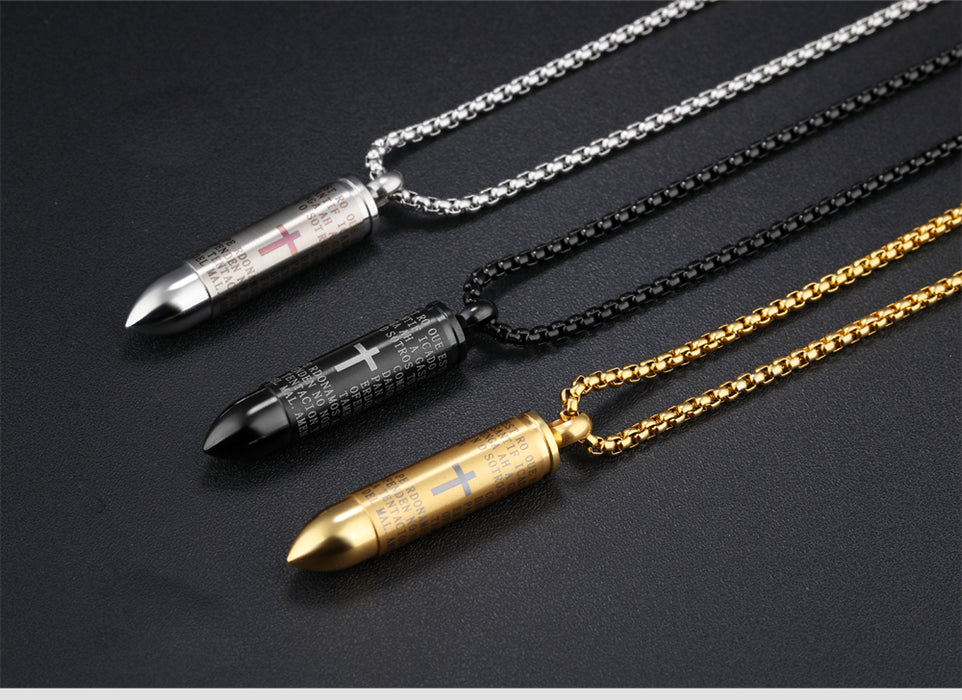 Hot selling stainless steel men's pendant can be unscrewed to hold note cross necklace titanium steel jewelry