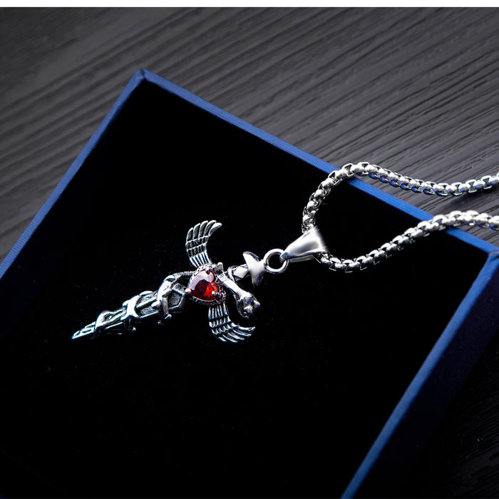 New Necklace Men's Titanium Steel Necklace Long Cross Pendant Men's Versatile Clothes Pendant Gift