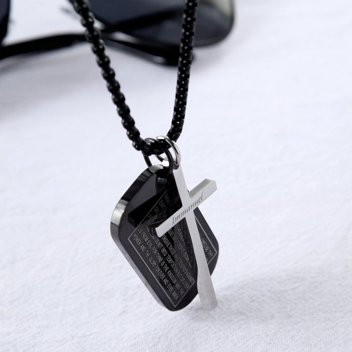 Personalized Square Cross Stainless Steel Pendant Titanium Steel Necklace for Men