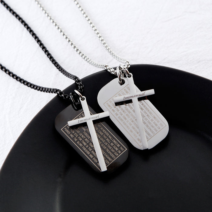 Personalized Square Cross Stainless Steel Pendant Titanium Steel Necklace for Men