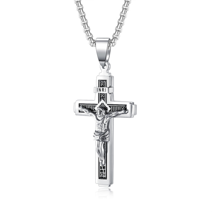 Retro Trendy Hip Hop Titanium Steel Jewelry Men's Cross Stainless Steel Necklace