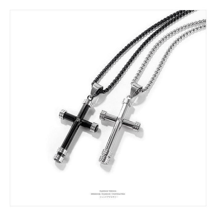Personalized men's stainless steel necklace dance street hiphop retro cross pendant