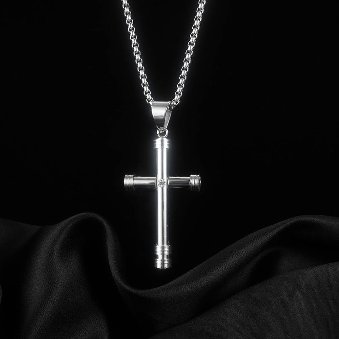 Personalized men's stainless steel necklace dance street hiphop retro cross pendant