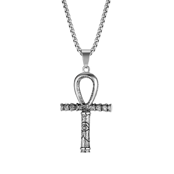 Retro cross pendant personalized street hip-hop stainless steel necklace