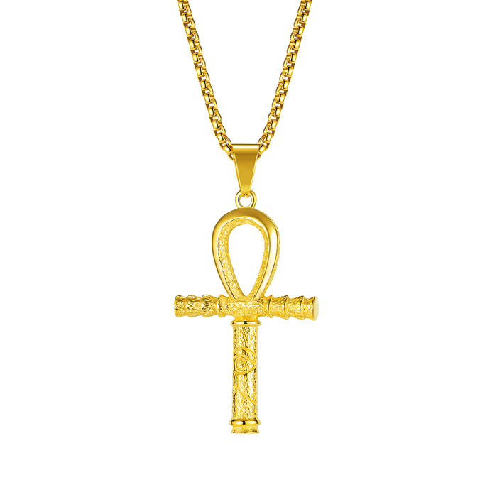 Retro cross pendant personalized street hip-hop stainless steel necklace