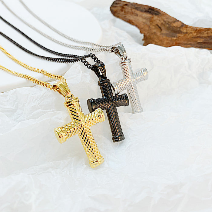 Retro Hip Hop Cross Pendant Street Classic New Stainless Steel Necklace