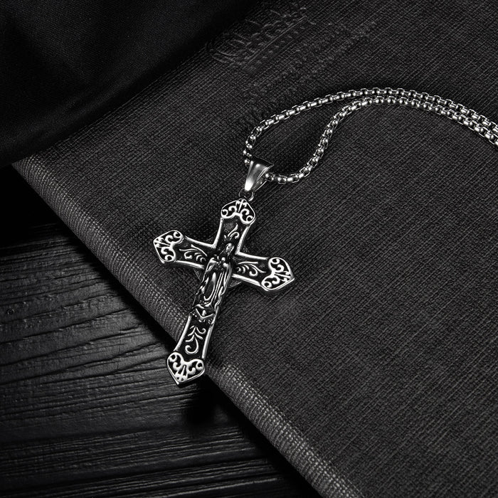 Hip hop stainless steel street retro classic cross pendant necklace for men