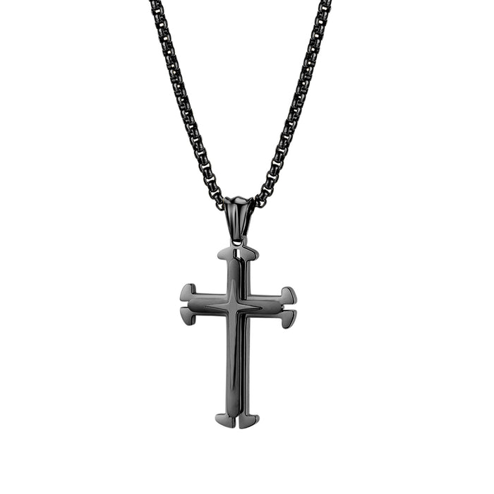 Retro hip-hop titanium steel trendy men's pendant three-dimensional cross necklace
