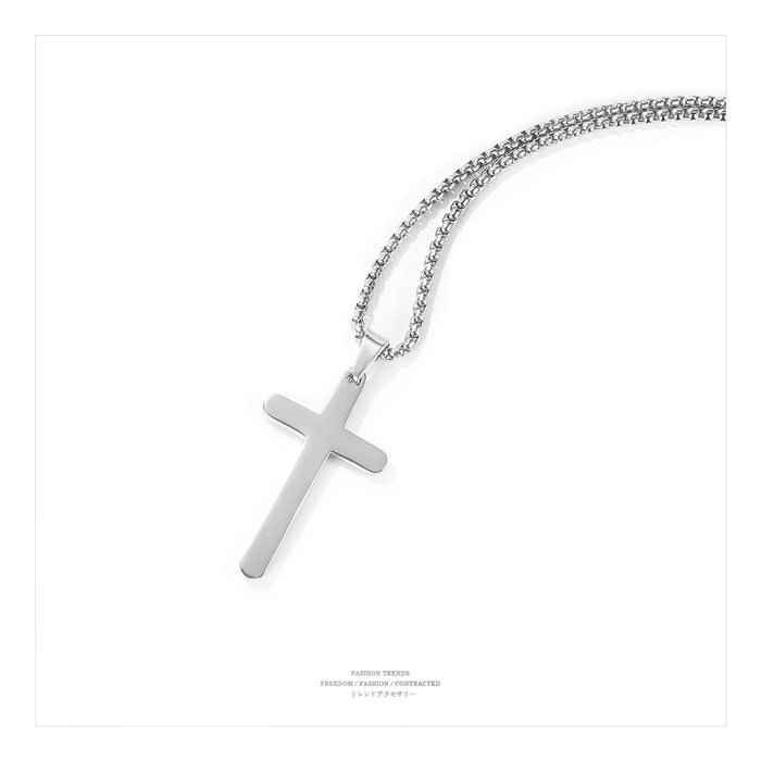 Hip-hop niche cross pendant Internet celebrity street simple new titanium steel necklace