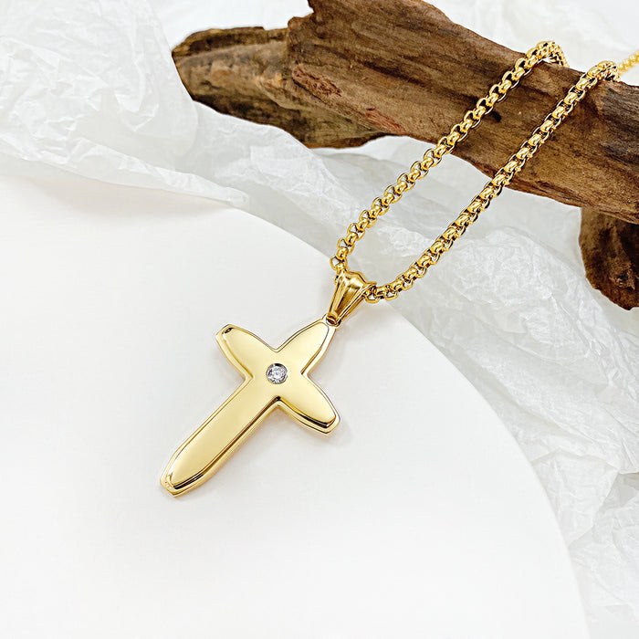 Hip-hop trendy simple and versatile new stainless steel cross necklace