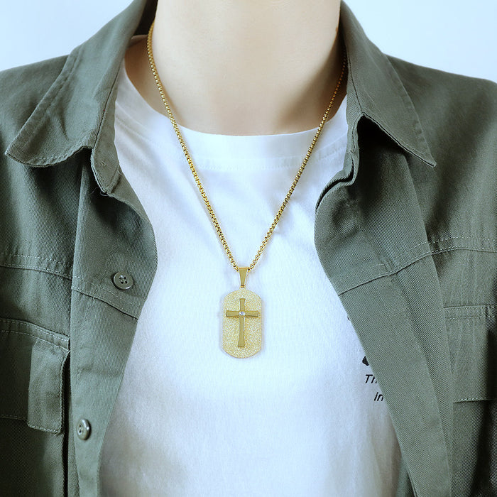 Niche design fashionable titanium steel new cross tag necklace