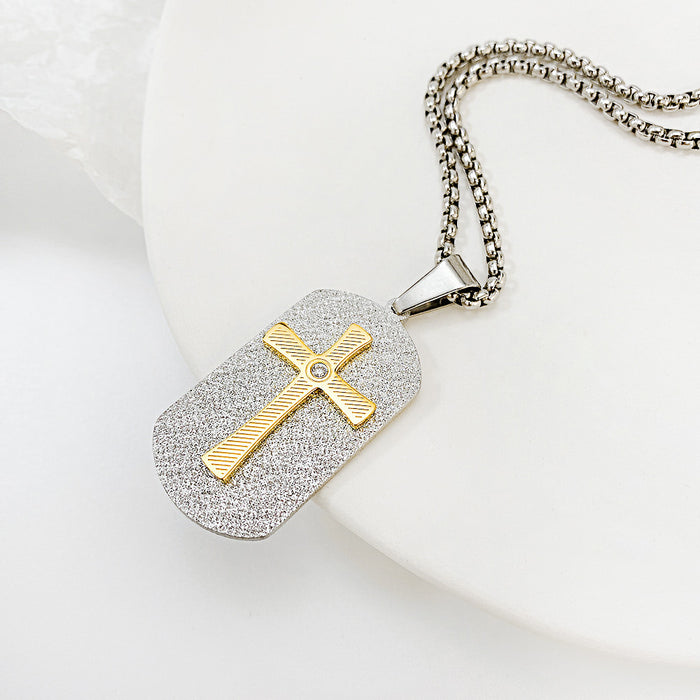 Niche design fashionable titanium steel new cross tag necklace