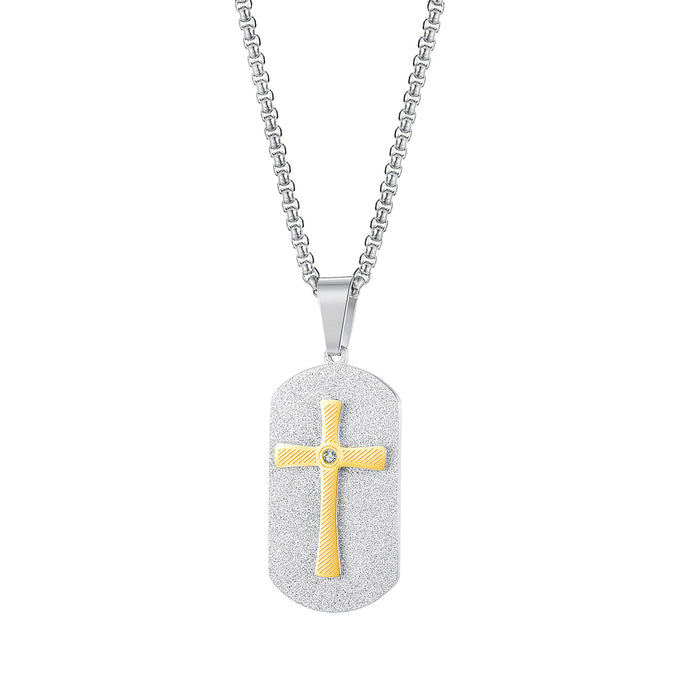 Niche design fashionable titanium steel new cross tag necklace