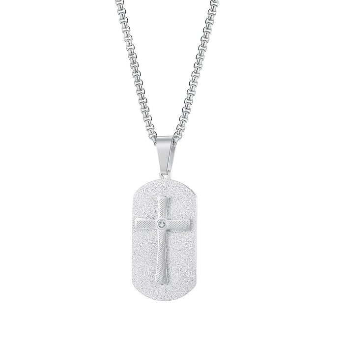 Niche design fashionable titanium steel new cross tag necklace