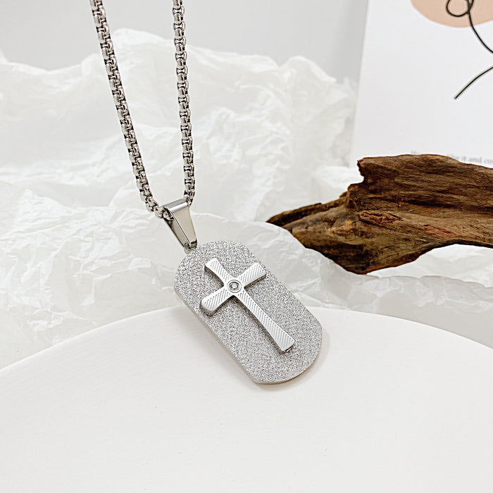 Niche design fashionable titanium steel new cross tag necklace