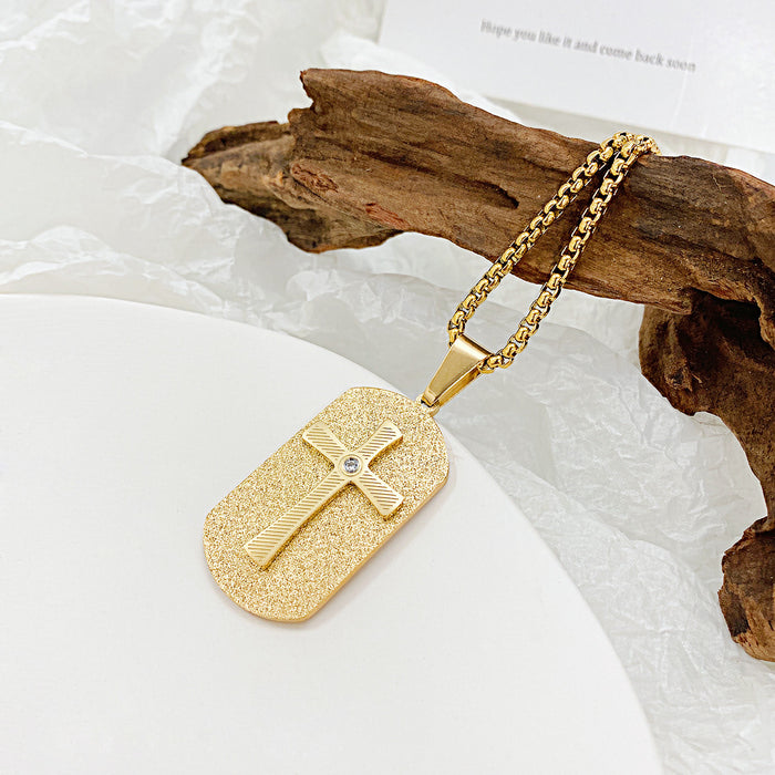 Niche design fashionable titanium steel new cross tag necklace