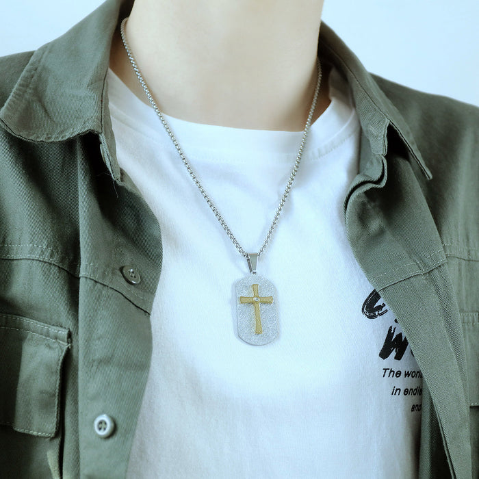 Niche design fashionable titanium steel new cross tag necklace