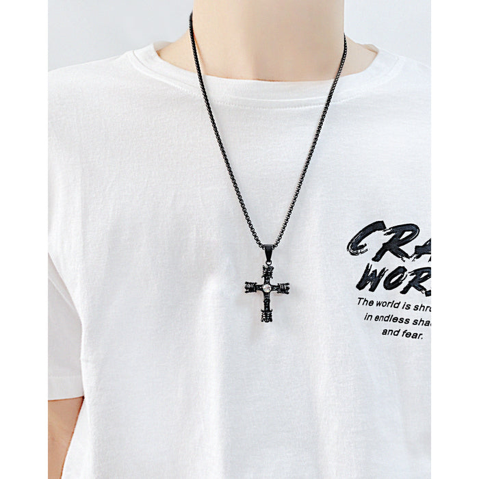 New personalized fashionable stainless steel crown pendant trendy versatile cross necklace