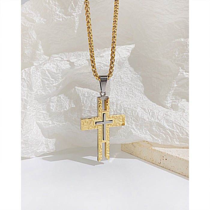 Cross Fashionable Men's Personalized Versatile Stainless Steel Necklace
