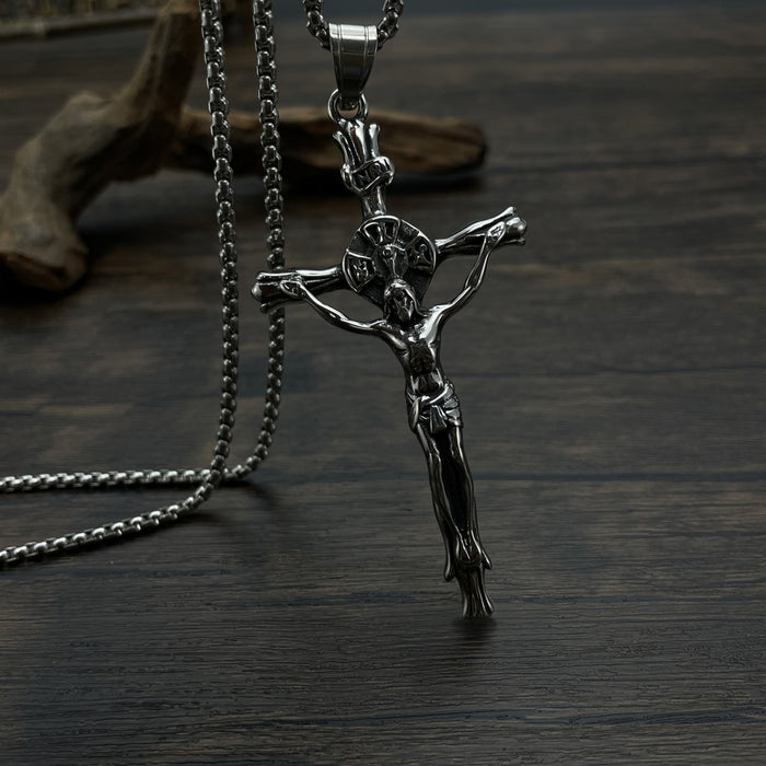 Retro Trendy Titanium Steel Cross Stainless Steel Men's Necklace