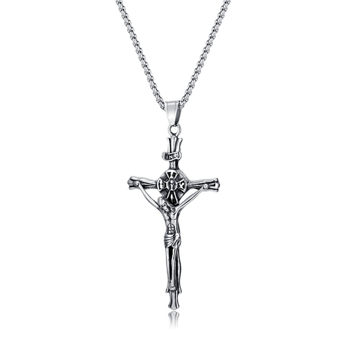 Retro Trendy Titanium Steel Cross Stainless Steel Men's Necklace