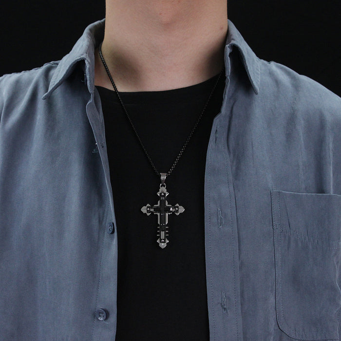 New style polished cross pendant men's street hip-hop style stainless steel necklace