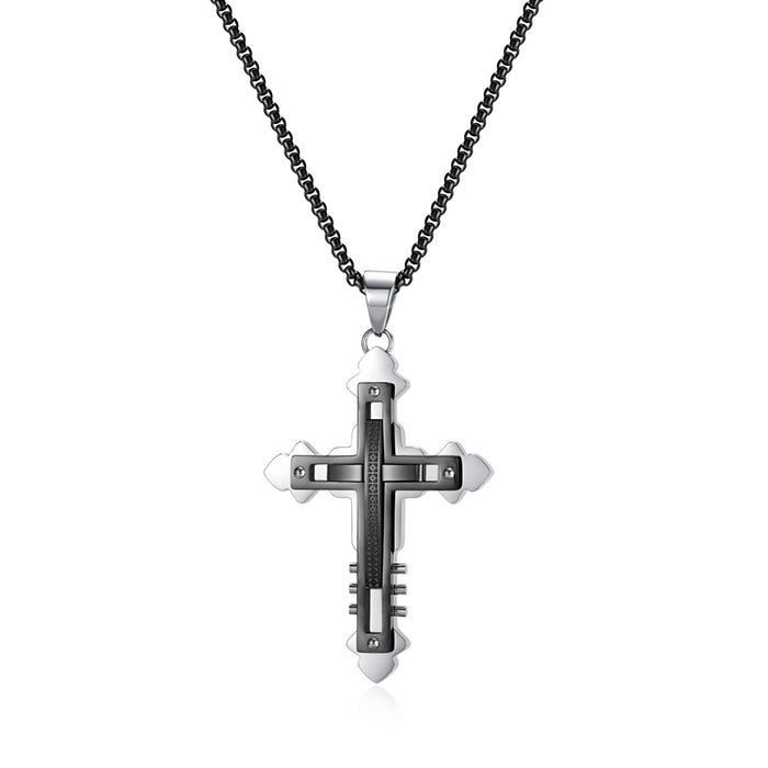 New style polished cross pendant men's street hip-hop style stainless steel necklace