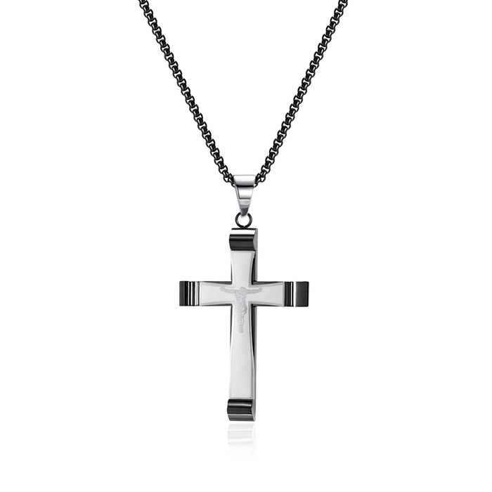 Fashionable titanium steel simple new men's pendant personalized street stainless steel cross necklace