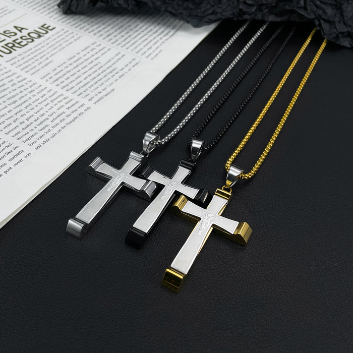 Fashionable titanium steel simple new men's pendant personalized street stainless steel cross necklace