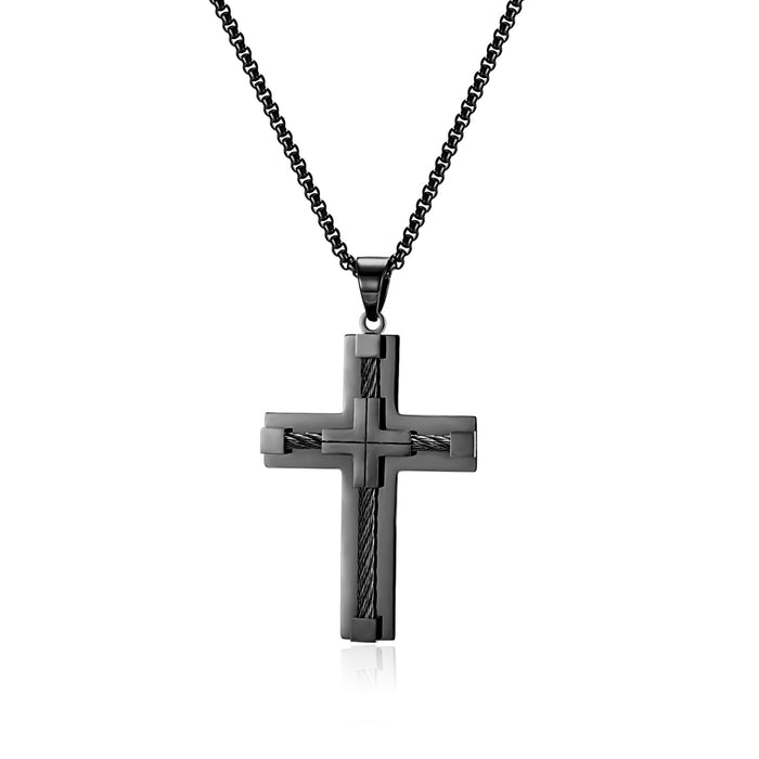 Fashionable stainless steel cross pendant personalized trendy punk men's titanium steel necklace