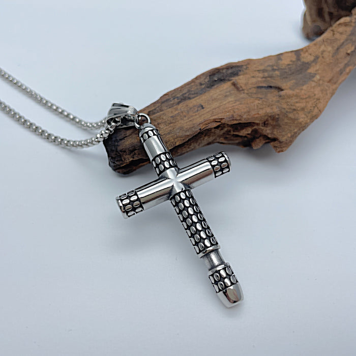 Fashion new men's titanium steel cross pendant personalized retro stainless steel punk necklace