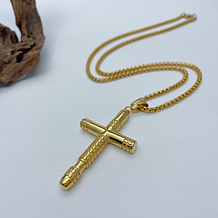 Fashion new men's titanium steel cross pendant personalized retro stainless steel punk necklace