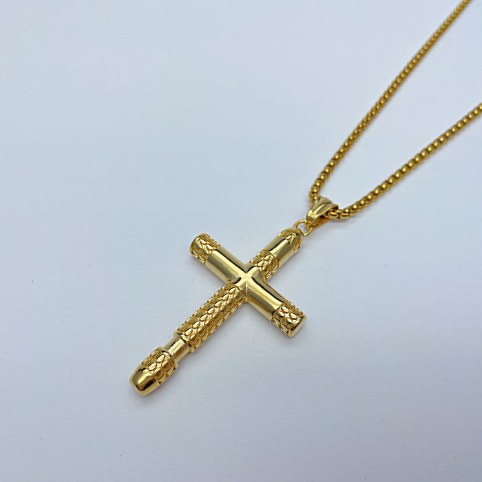 Fashion new men's titanium steel cross pendant personalized retro stainless steel punk necklace