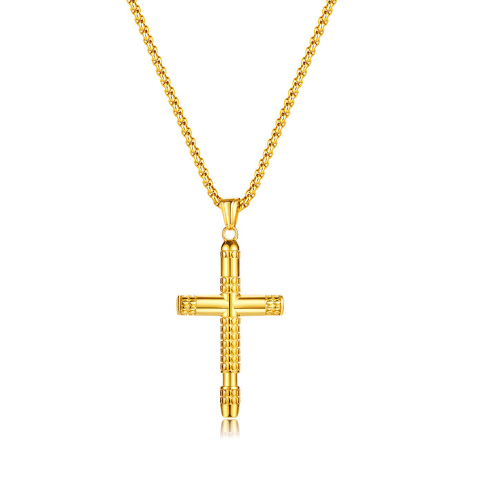 Fashion new men's titanium steel cross pendant personalized retro stainless steel punk necklace