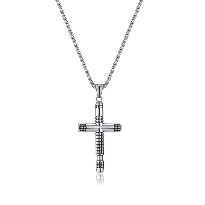 Fashion new men's titanium steel cross pendant personalized retro stainless steel punk necklace