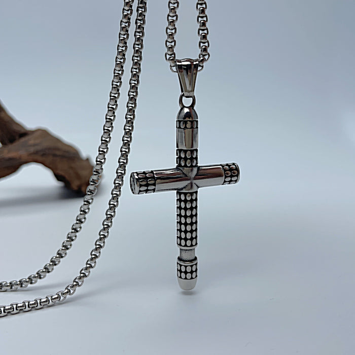 Fashion new men's titanium steel cross pendant personalized retro stainless steel punk necklace