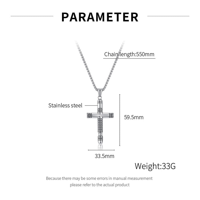 Fashion new men's titanium steel cross pendant personalized retro stainless steel punk necklace