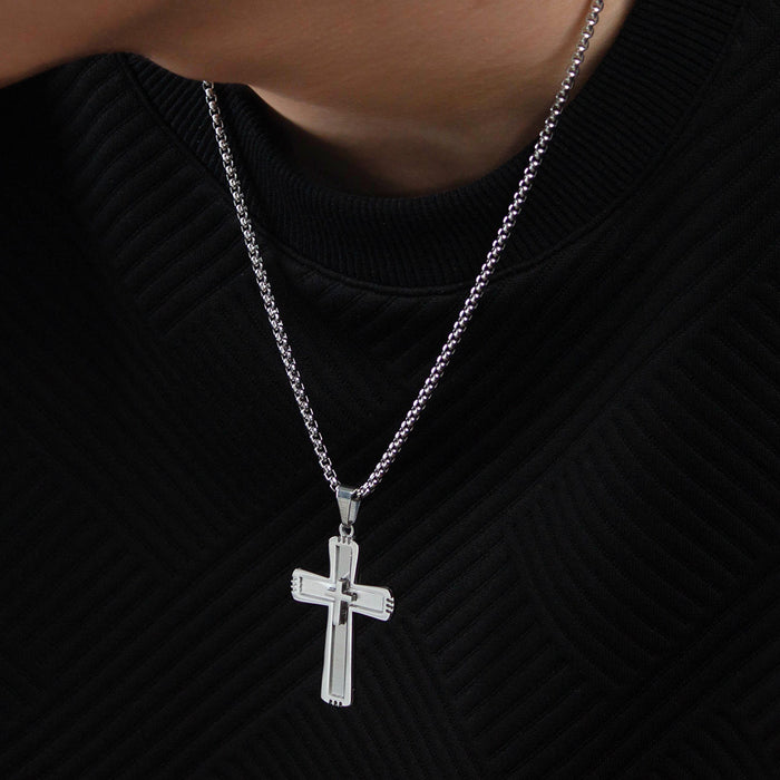 Personalized trendy punk style stainless steel retro men's titanium steel cross necklace