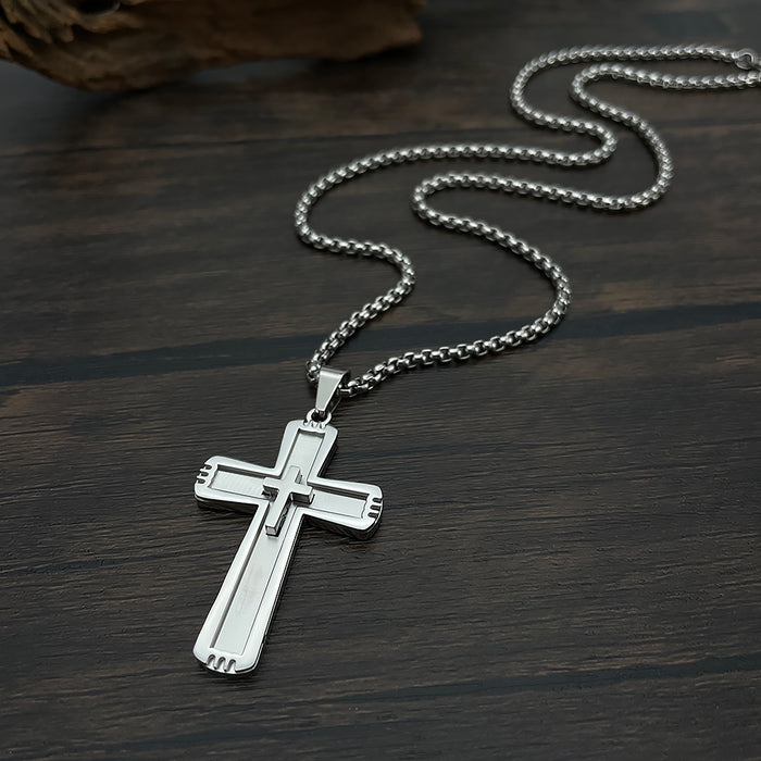 Personalized trendy punk style stainless steel retro men's titanium steel cross necklace